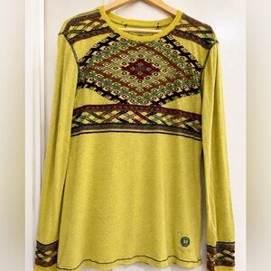 Double D Ranch Yellow Southwestern Pattern Long Sleeve Shirt